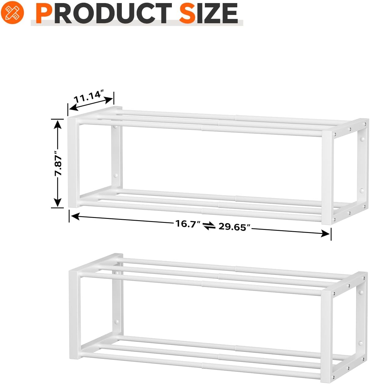 Homeiju Hanging Shoe Organizer,2 Pack Wall Mounted Shoe Rack Holds 12 Pairs,Space Saving Metal Wall Shoe Rack,Hanging Shoe Rack Shoe Holder for Small Space,Entryway,Closet,RV,Camper（Black