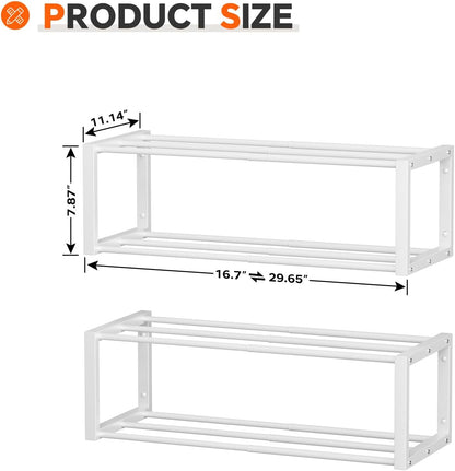 Homeiju Hanging Shoe Organizer,2 Pack Wall Mounted Shoe Rack Holds 12 Pairs,Space Saving Metal Wall Shoe Rack,Hanging Shoe Rack Shoe Holder for Small Space,Entryway,Closet,RV,Camper（Black