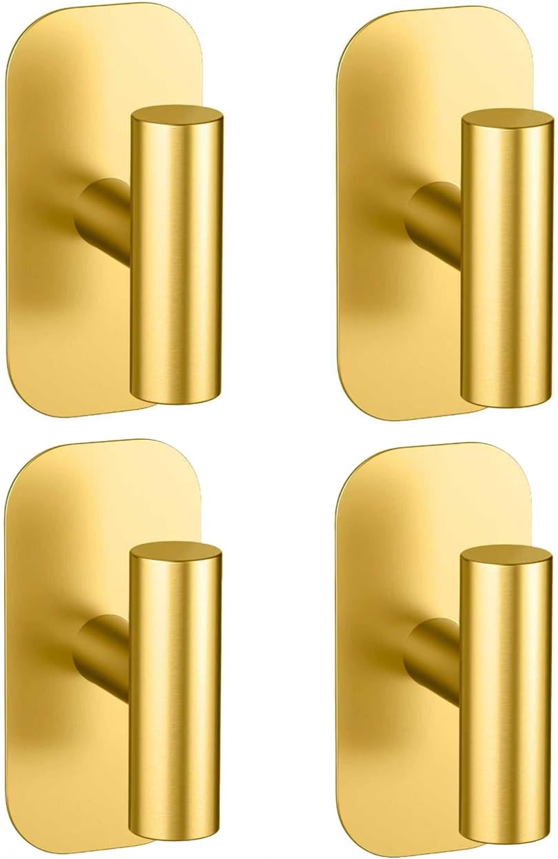 Adhesive Towel Hooks for Shower,Waterproof Heavy Duty Bathroom Hooks,Wall Mounted Sticky Hangers for Coats/Aprons/Robes,No Drilling(Black,2 Pack)