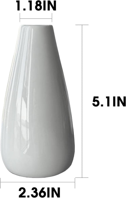 Modern Small Flower Vases 8 Pack - Ceramic, White