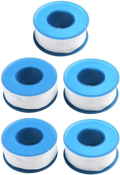 PTFE Thread Seal Tape, High-Density Plumber Tape for Leaky Pipes, Sealing Strip for Water Gas Lines, 5 Rolls(Blue 15 Meters)