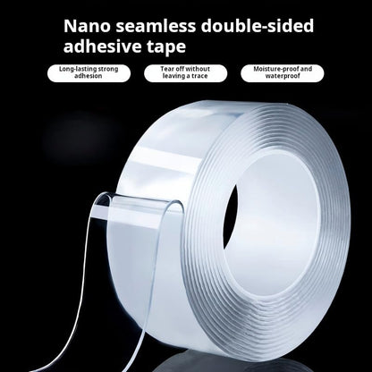 Nano Double Sided Tape, 2 Rolls Heavy Duty Clear Mounting Tape, Removable Washable Adhesive Tape, Strong Sticky Traceless Gel Tape for Home Office Wall Decor, Carpet, Kitchen & Car (20mm x 5m x 0.5mm)
