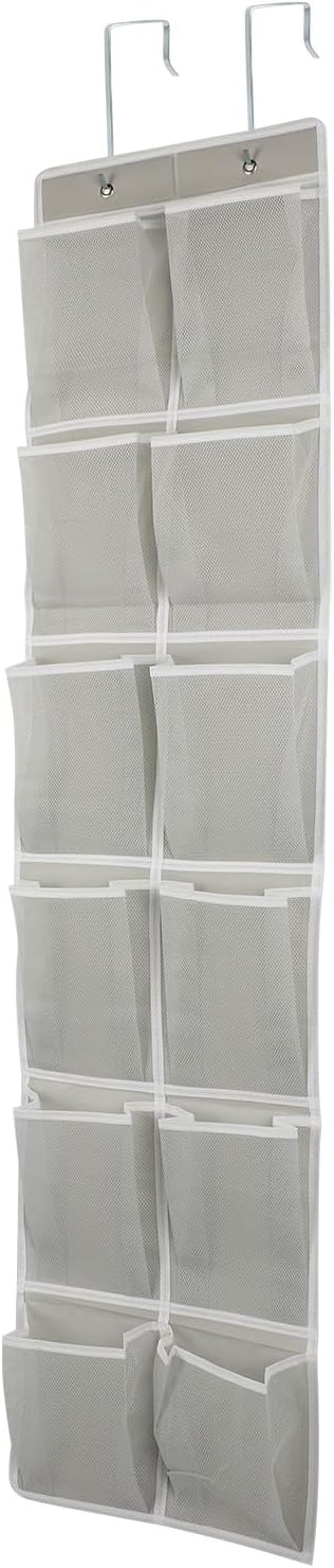 GOMAJI Over the Door 12 Pocket Hanging Shoe Organizer, Gray