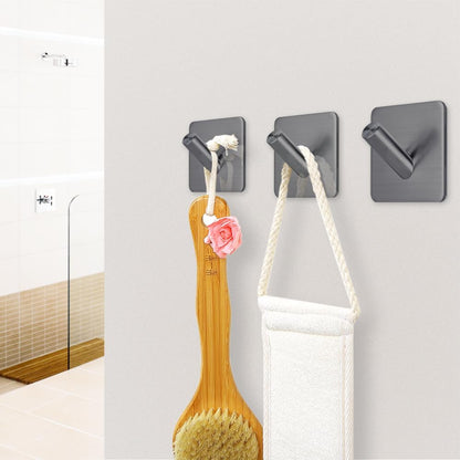 Fotosnow Matte Black Adhesive Wall Hooks, 15lbs Locking Curve Anti Slip Stainless Steel No Drill Stick On Hooks for Bathroom Shower Towel Coat Kitchen