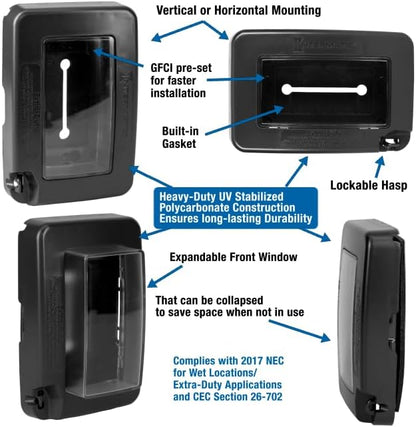 Intermatic WP6000W Low-Profile In-Use Weatherproof Cover, White - Durable Outdoor Outlet Protection | Expandable Design | Easy Installation
