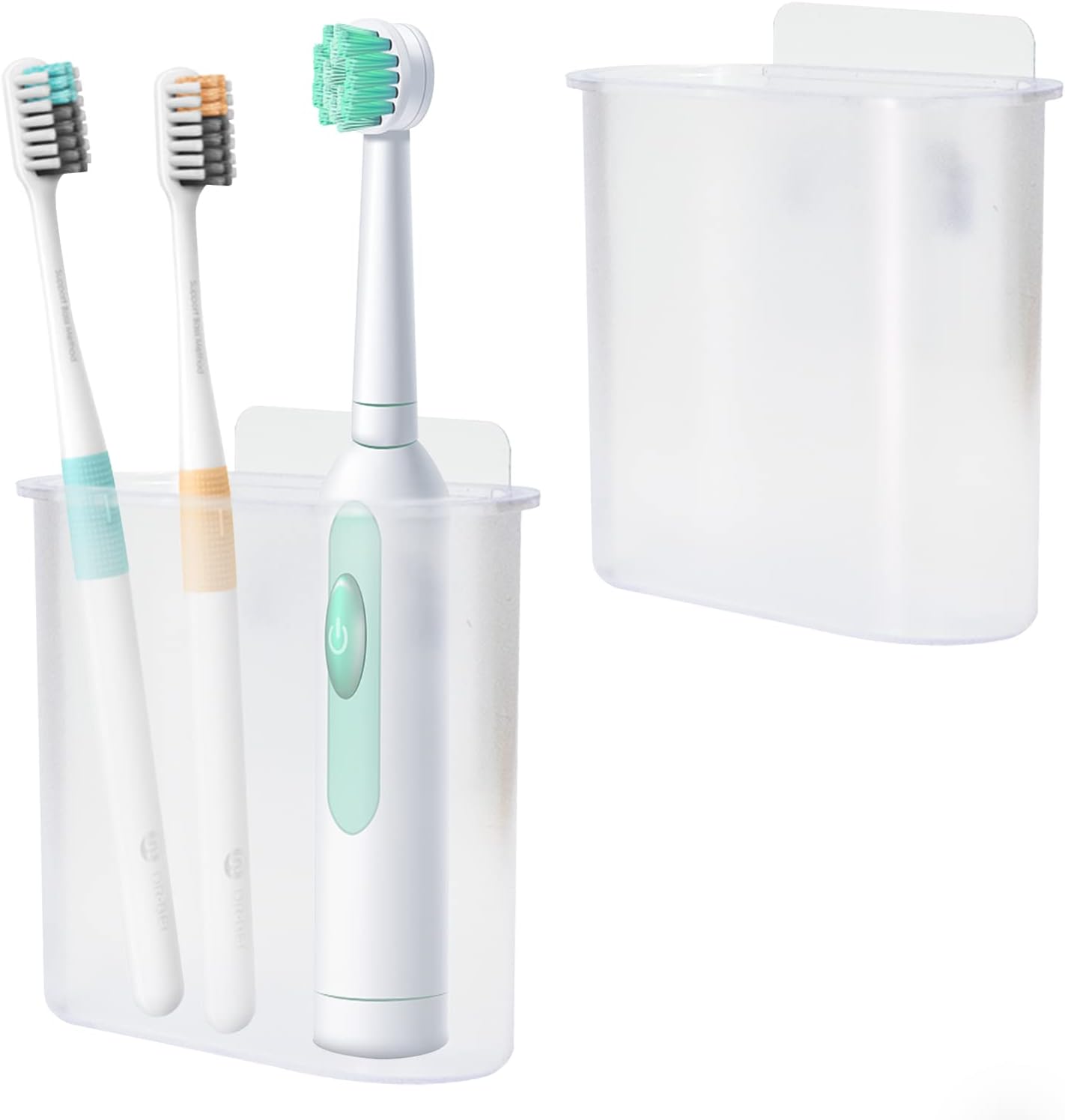 Toothbrush Holders Wall Mounted, Self Adhesive Tooth Brush Holder for Bathroom Electric Toothbrush Toothpaste Razor Bathroom Accessories(Clear)