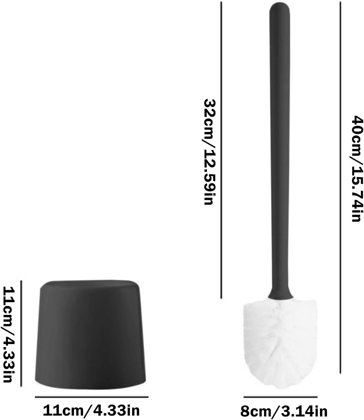 Toilet Brush and Holder Set Toilet Bowl Brush and Holder for Deep Cleaning Under Rim, Durable Bristles, Toilets Cleaner Cleaning Brushs Bathroom Accessories Cleaning Tools, Black, White