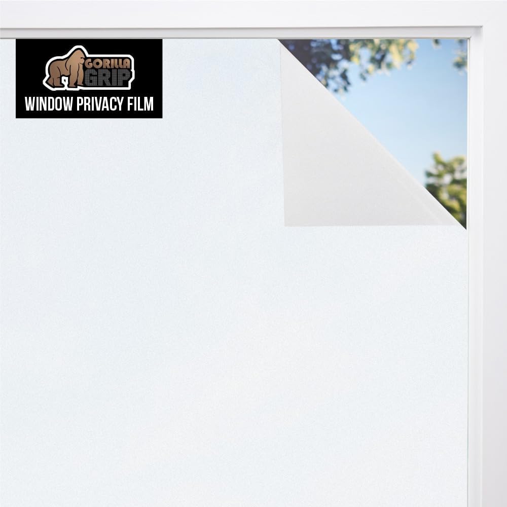Gorilla Guard Window Privacy Film, Removable Two Way Sun Blocking, Reusable No Residue Stickers, Strong Static Clings to Glass Windows, Decorative Bathroom Door Coverings, 17.5 x 78.7 Inch, Frosted