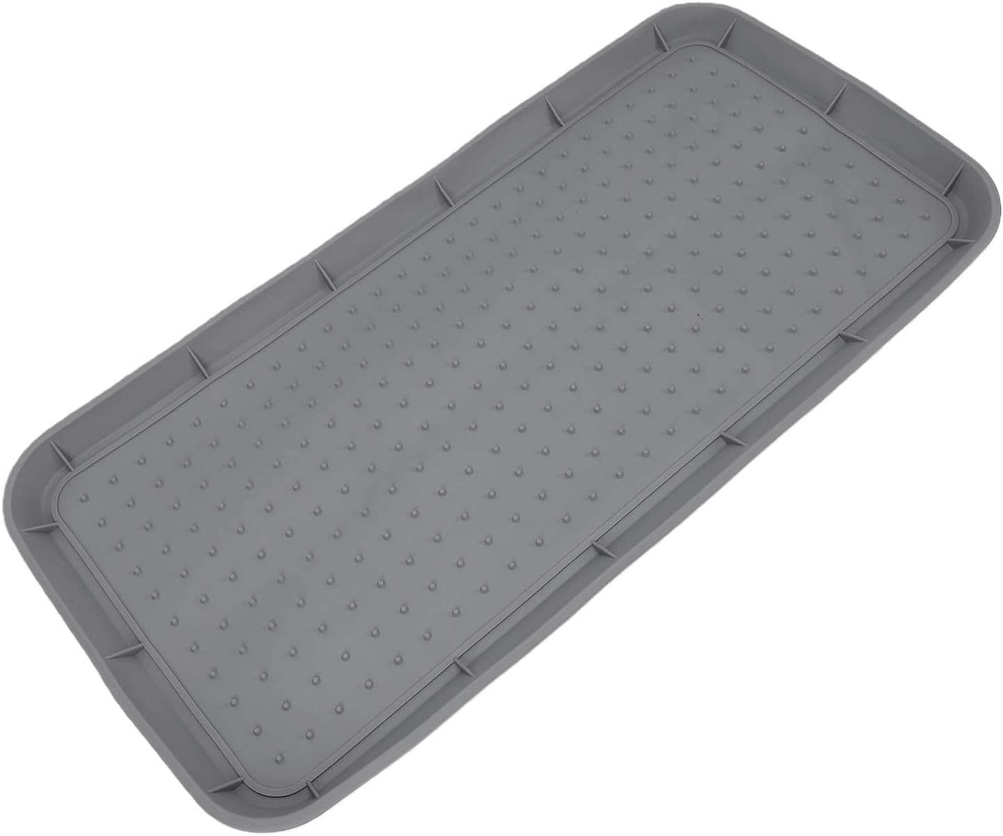 Bewinner Non Slip Silicone Shoe Tray with Raised Lip Heavy Duty Boot Mat Organizer for Entryway, 30x15 Inch Indoor Outdoor Use - Boot Tray for Front Door, Mudroom, Drying Shoes & Pet (Grey)