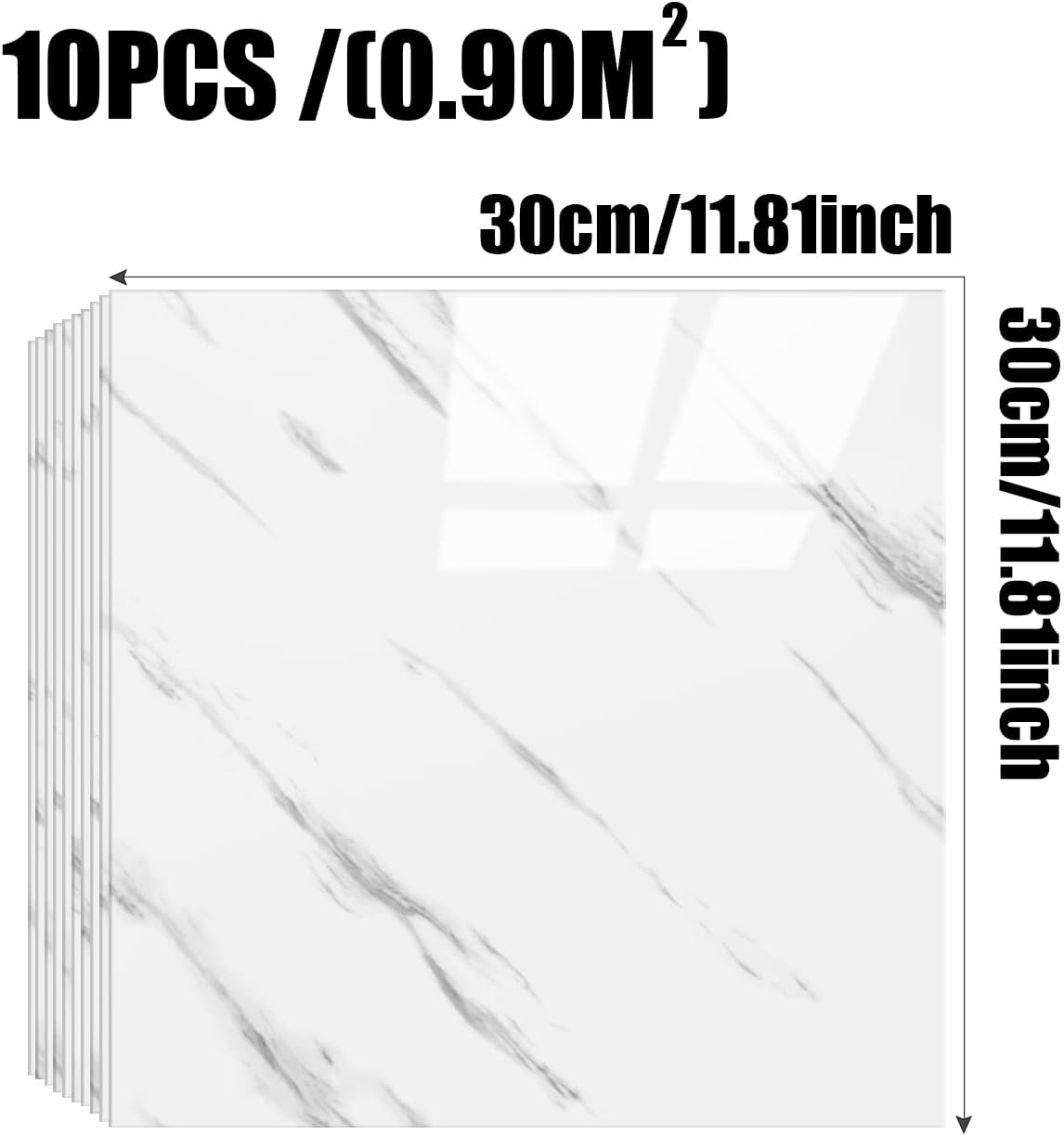 Chejiaye Shower Wall Panels Peel and Stick,Marble Wall Panels for Interior Decor,Backsplash Tile for Kitchen Showers Bathrooms Living Rooms 11.8"x11.8"in 10Pcs, Grey (Not Real Tile,9.7 Sq.ft)