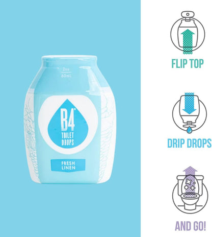B4 Toilet Drops Toilet and Bathroom Deodorizer Drops, 3 Count, 2 Ounce Bottles (Variety Pack)