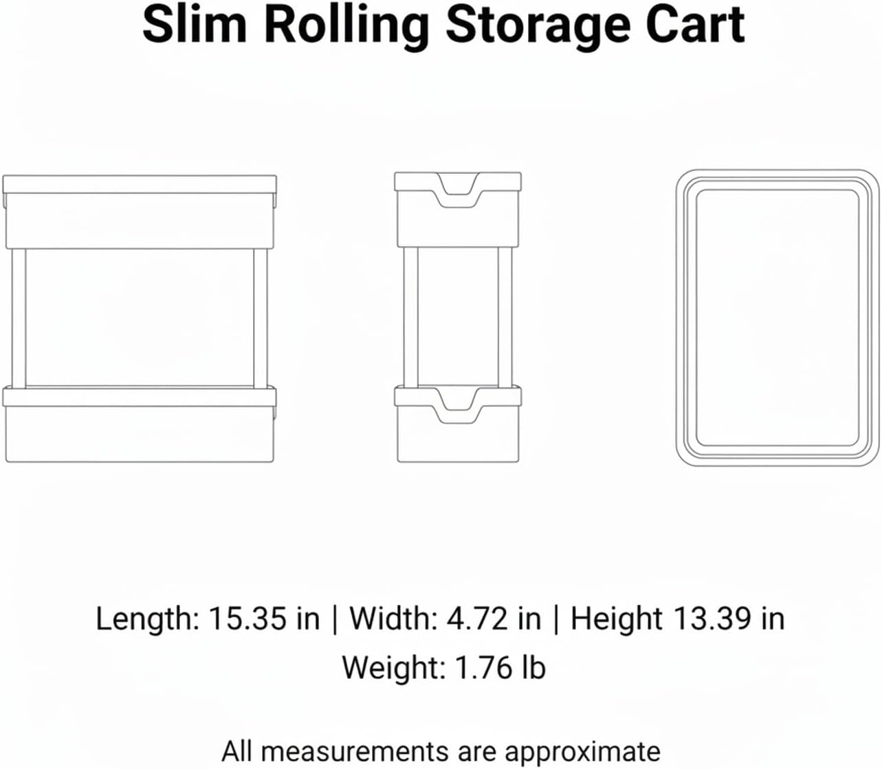 Slim Rolling Storage Cart, 4.7-Inch Wide Mobile Organizer for Narrow Gaps in Kitchen, Bathroom, and Laundry (1 PC)