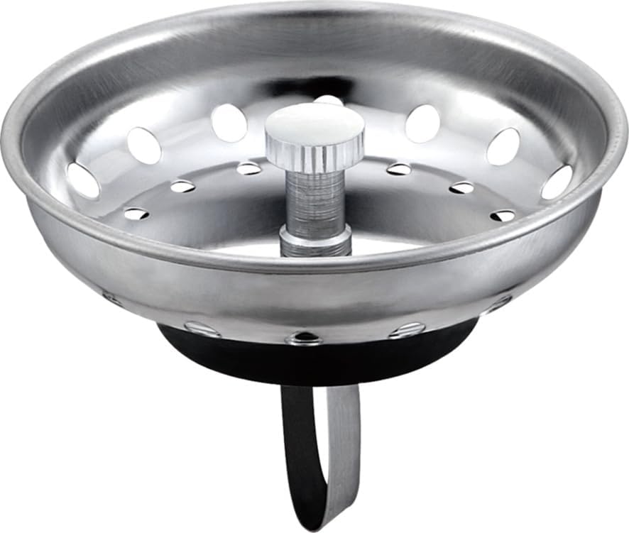 3.5" Kitchen Sink Deep Cup Drain Strainer with Rustproof Gasket | 304 stainless steel| Deep cup holds more debris| Leak-proof rubber gasket | Fit 3.5" standard kitchen sinks with mounting nut