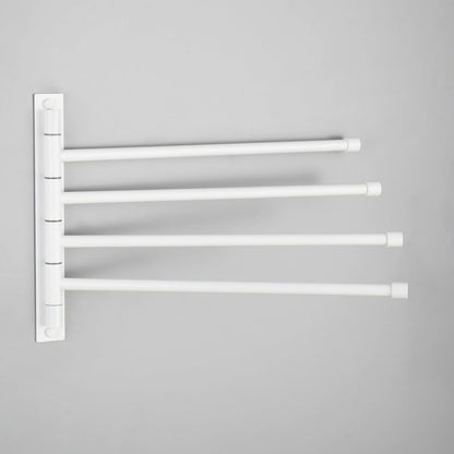 GERZWY Wall Mount Bath Towel Rack with 4 Arms Stainless Steel Bathroom Swing Arm Towel Bars Organizer, White