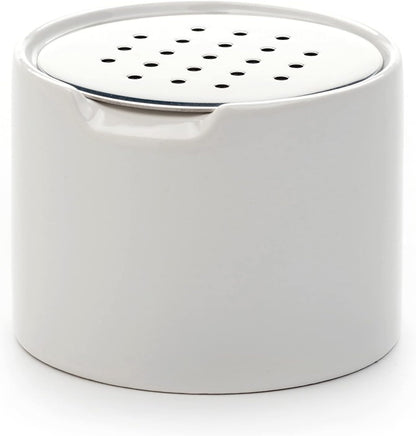 RSVP Endurance Kitchen Collection Ceramic Fruit Fly Trap, Stainless Steel Lid, Dishwasher Safe, 3.25x2.5