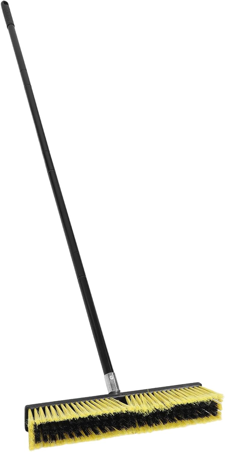 PATKAW Outdoor Push Broom for Driveway and Patio, 80cm Aluminum Handle Floor Brush with Threaded Head, Heavy Duty Yard Sweeper Broom for Garage and Sidewalk Cleaning
