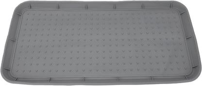 Bewinner Non Slip Silicone Shoe Tray with Raised Lip Heavy Duty Boot Mat Organizer for Entryway, 30x15 Inch Indoor Outdoor Use - Boot Tray for Front Door, Mudroom, Drying Shoes & Pet (Grey)