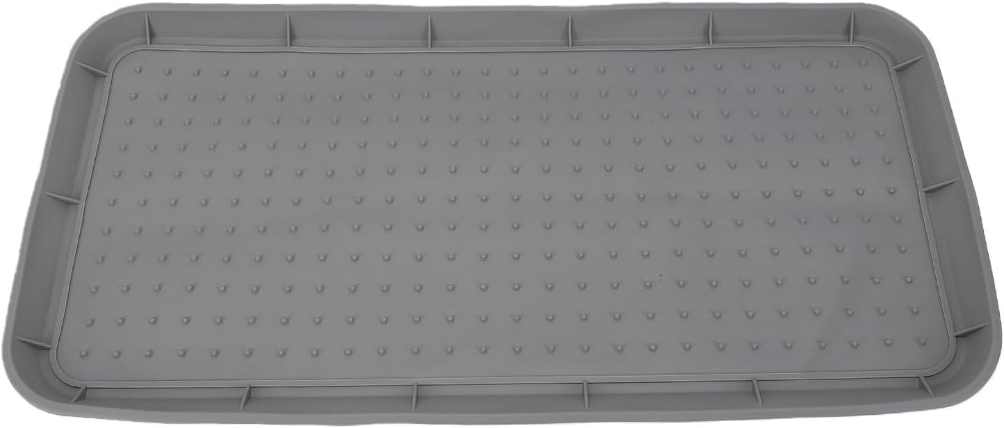 Dpofirs Silicone Shoe Organizer | Heavy Duty Non Slip Boot Tray with Raised Lip for Entryway, Porch, Patio (Black)