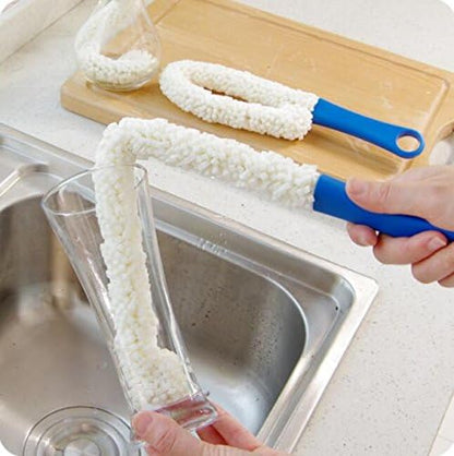 Long Bottle Brush Cleaner for Decanters & Water Bottles – 16” Flexible Foam Washing Wand for Vases, Tumblers, Baby Bottles, and Glassware [NOT for Wine Bottles]