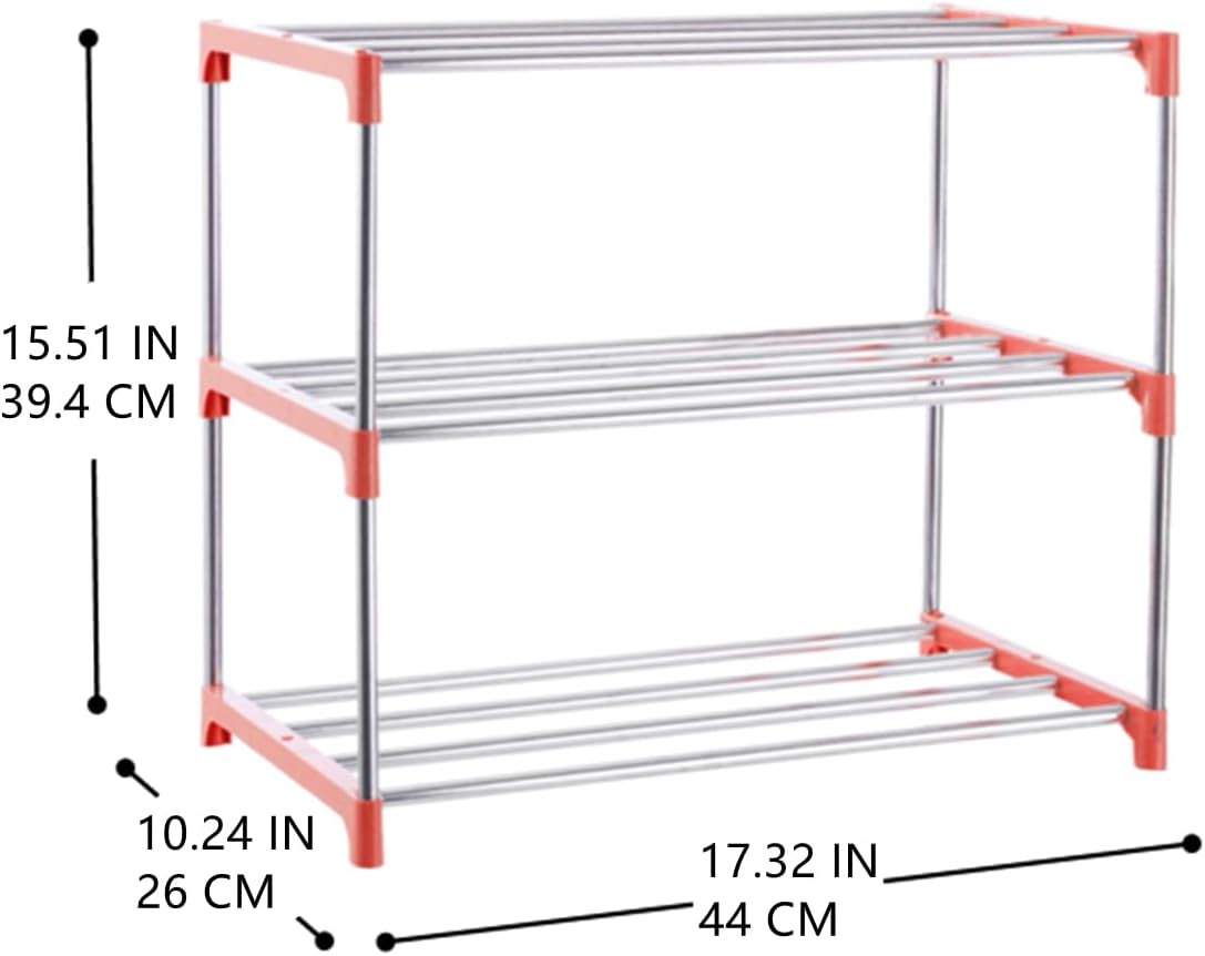3-Tier Stackable Small Shoe Rack, Lightweight Shoe Shelf Storage Organizer for Entryway, Hallway and Closet(Black)