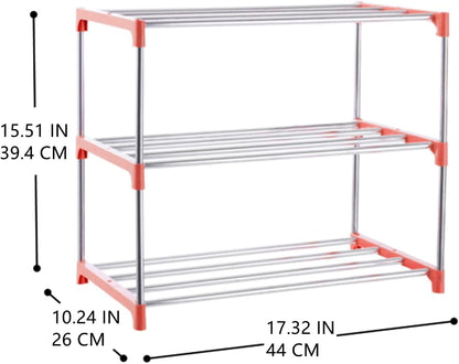 3-Tier Stackable Small Shoe Rack, Lightweight Shoe Shelf Storage Organizer for Entryway, Hallway and Closet(Black)