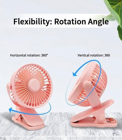 Compact USB Rechargeable Clip on Fan, 6 Inches Portable Personal Fan for Outdoors, Car Seat, Gym - Black
