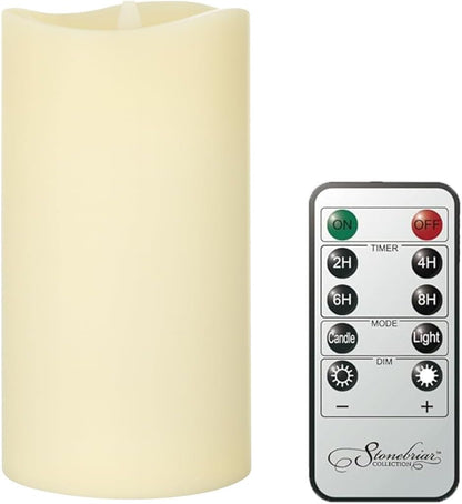 Stonebriar 6 Count White Real Wax 3x3 Flameless LED Pillar Candles with Remote and Timer