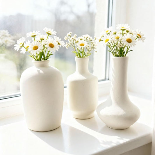 Daittin Small Ceramic Vase Set, Mini Flower Vases for Home Decor, Aesthetic Table Centerpieces for Living Room Bedroom Bathroom Shelf (Style-5)