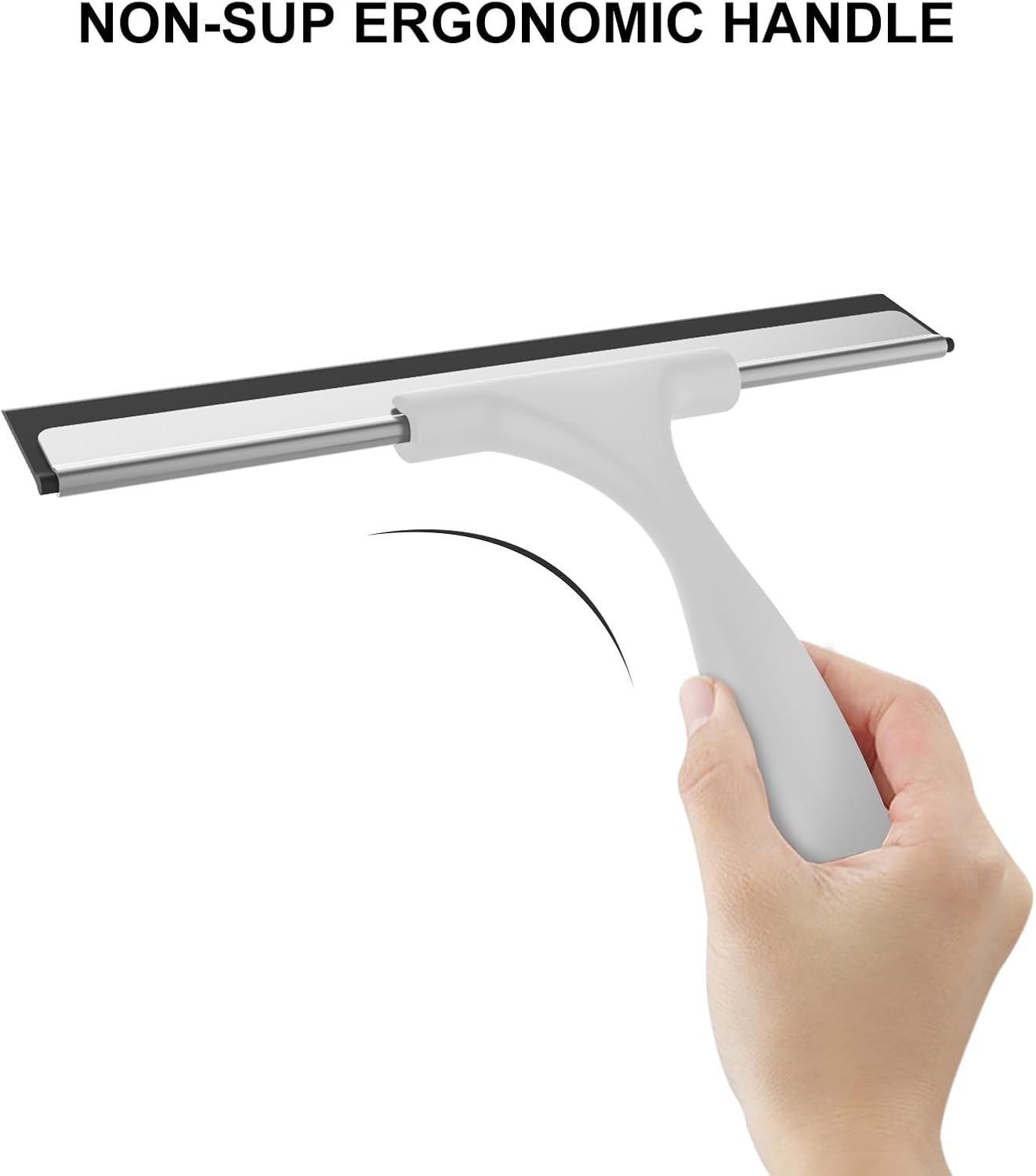 SetSail Squeegee for Shower Glass Door Stainless Steel Shower Squeegee for Glass Doors All-Purpose Window Squeegee for Tile Shower Walls, Sink, Mirror, Bathroom, Car Window Cleaning 10 Inches