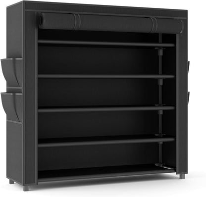 LANTEFUL Shoe Rack with Covers - 10 Tiers Tall Shoe Rack Organizer Large Capacity Shoe Shelf Storage 40 Pairs Space Saving Vertical Shoe Storage Organizer for Closet, Entryway, Dorm, Bedroom