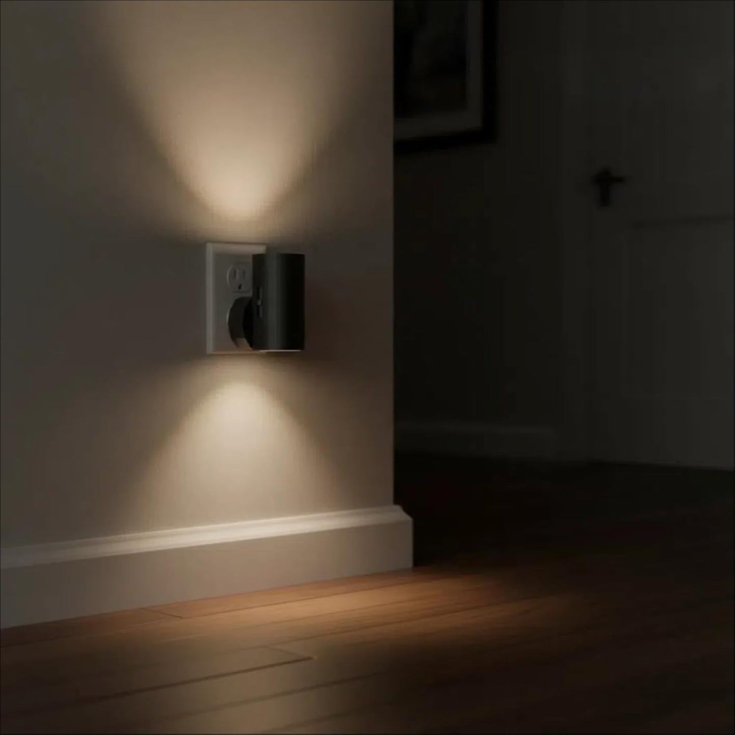 TSEXES LED Night Lights Plug into Wall, Dusk to Dawn Sensor,5-300LM Adjustable Brightness, Soft White 3000K,Dimmable Night Lights for Kitchen,Hallway Bedroom,Stairs, 2 Pack