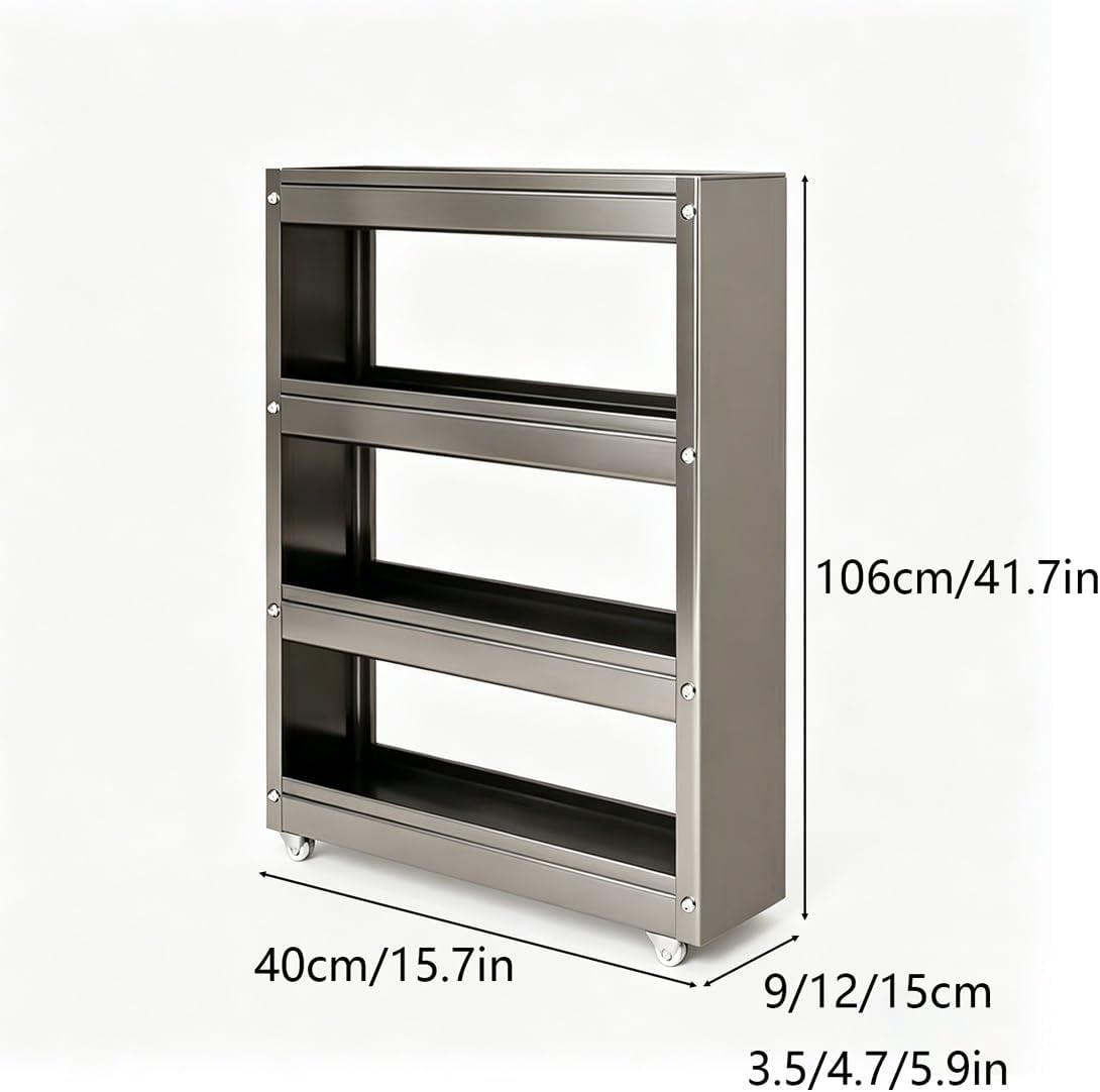 Slim Storage Cart with Multi-Width Options, Carbon Steel Rolling Utility Cart, Narrow Gap Organizer for Kitchen Next to Fridge, Bathroom, Laundry Room(Gray 6-Tier 5.9" W x 66.9" H) - Colors B
