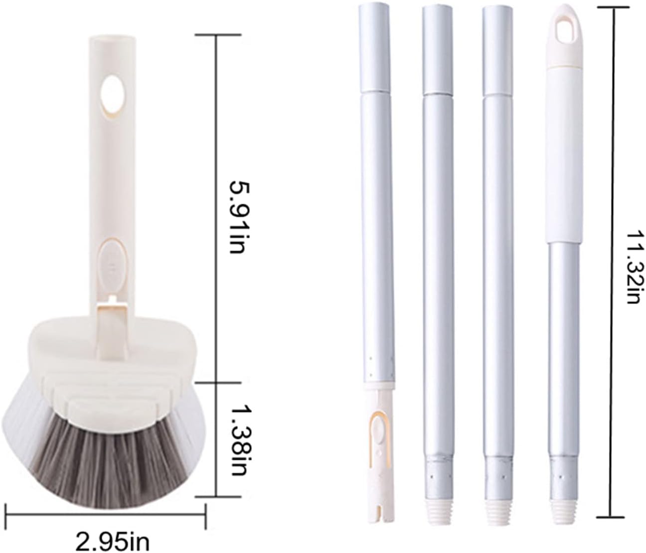 45.28 Inch Shower Scrubber, Tub Tile Cleaning Brush, Bath Cleaner Scrubber Brush with Adjustable Long Handle Scrub Brush for Bathroom Shower Bathtub Wall Mop Cleaning Scrubbing