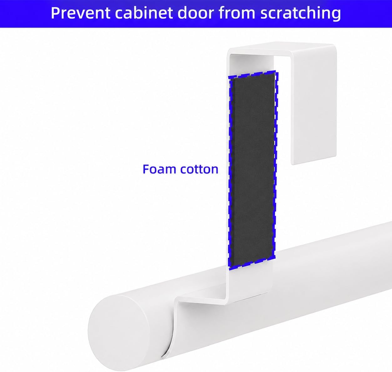 Cabinet Door Towel Bar, Kitchen Towel Holder, Matte Black 2 Pack | Extended Anti-Slip Arm, EVA Scratch Guard Pads, No-Drill Install, Stainless Steel Dish Towel Holder, Kitchen Towel Rack