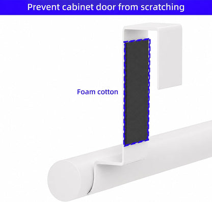Cabinet Door Towel Bar, Kitchen Towel Holder, Matte Black 2 Pack | Extended Anti-Slip Arm, EVA Scratch Guard Pads, No-Drill Install, Stainless Steel Dish Towel Holder, Kitchen Towel Rack