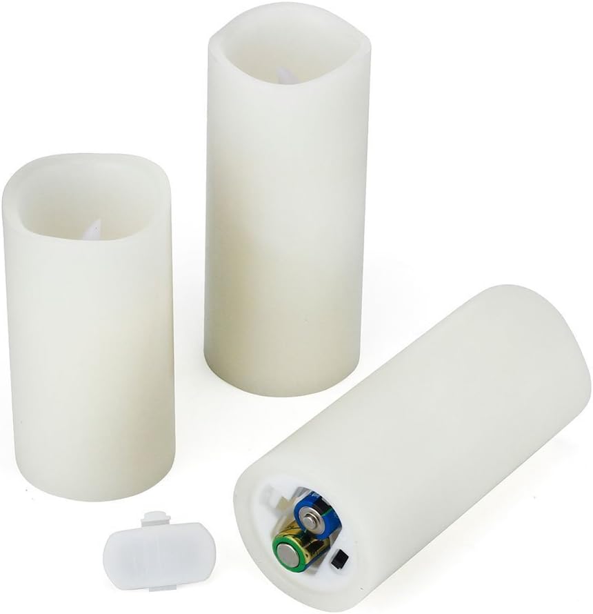 Flameless Flickering Battery Operated Candles D2.2''*H4 5" 6" 7" 8" 9" Set of 9 Ivory Real Wax Pillar LED Candles with 10-Key Remote and Cycling 24 Hours Timer (Ivory)