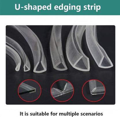 Transparent Sealing Strip U-Shaped Glass Edge Protector Clear Glass Guards Channel Edge Trim Flexible Cuttable for Panels Table Corners(2-3mm)
