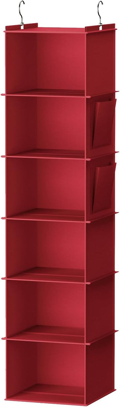 YOUDENOVA Hanging Closet Organizer, 6-Shelf Closet Hanging Storage Shelves, 2 Packs, Grey