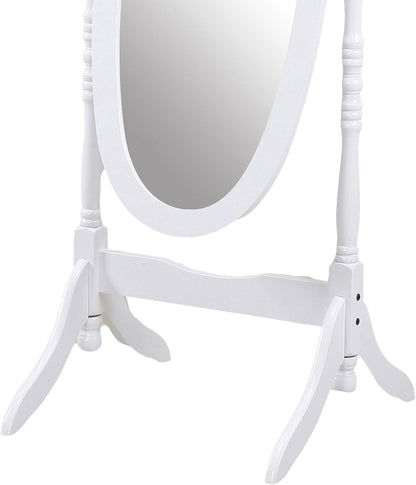 Full Length Mirror with Stand - Traditional Queen Anna Cheval Style in Solid Wood, Freestanding Adjustable Tilting Oval Glass for Bedroom & Dressing Room (Cherry)