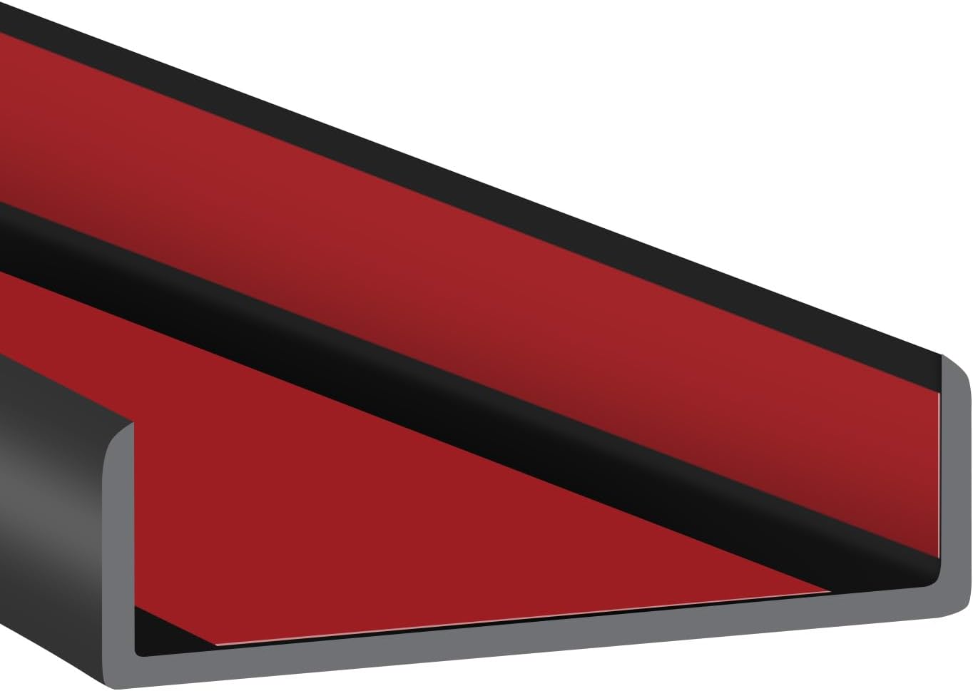 Slimline Cabinet Door Edge Protector, 3/4" Self Adhesive Peel and Stick Rubber Edge Guards, Flexible U Shaped Strips for Kitchen & Garbage Drawer Fronts, Edge Trims for Desks and Shelfves, Black, 10Ft