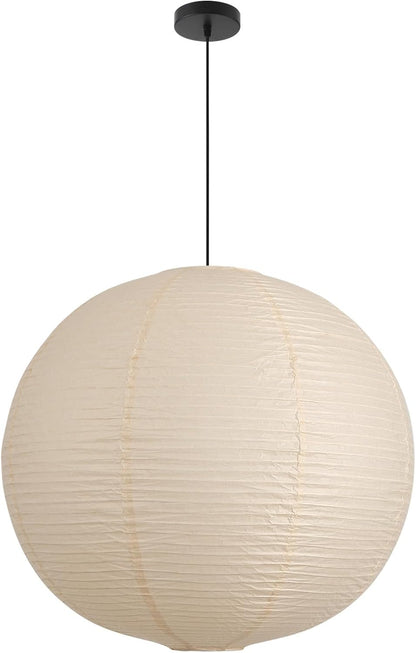 Large Rice Paper Pendant Light Kit, 20in White Globe Paper Lantern Lights, E26 Base, Japanese Hanging Lantern Lamp Japandi Chandelier for Dining Room Bedroom Office Living Room