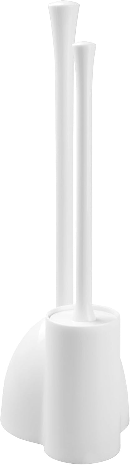 iDesign Compact Toilet Brush and Plunger Set, Gray | Bathroom Cleaning, Storage