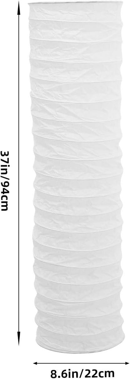 Paper Floor Lamp Shade Replacement Foldable Standing Nordic Style Light Cover Long Rice Paper Chandelier Protector for Home Hotel Bedroom White