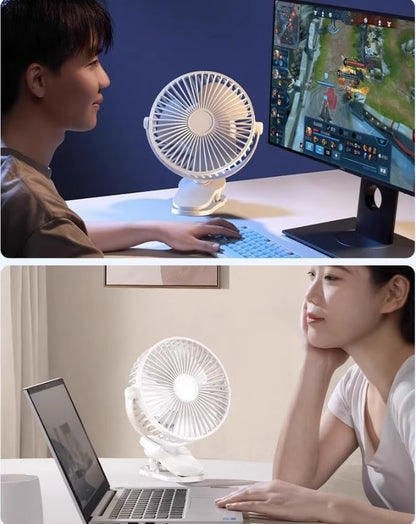 Compact USB Rechargeable Clip on Fan, 6 Inches Portable Personal Fan for Outdoors, Car Seat, Gym - Black