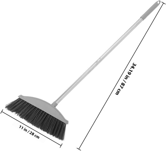 Veemoon Long Handle Floor Broom with Plastic Bristles Heavy Duty Household Sweeping Broom for Indoor and Outdoor Use Nordic Gray for Home Cleaning and Patio Sweeping