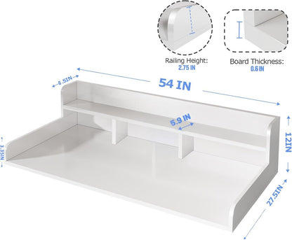 54" X 27.5" Washer and Dryer Countertop, Adjustable Laundry Countertop with Shelf, Extra Dividers, Folding Clothes Station, Over Machine Storage for Detergents & Essentials (Natural)