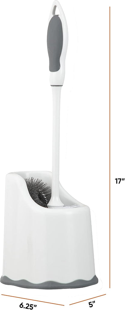 Superio Toilet Bowl Brush and Holder with Under Rim Cleaner for Bathroom, Toilet Brush and Caddy with Non Scratch Bristles and Under Rim Lip Brush