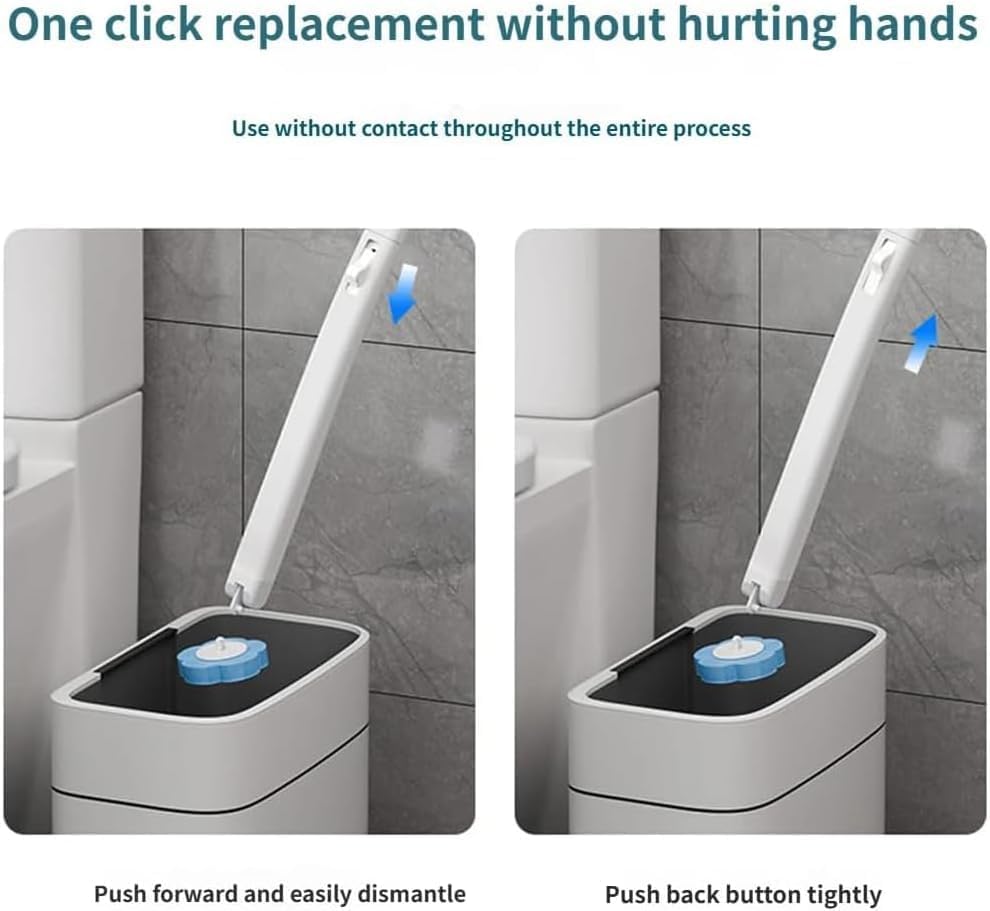 Disposable Toilet Brush,Toilet Bowl Cleaning System with Disposable Wand, Brush Holder and Refills,Storage Caddy and 18disinfecting Refill Heads (Gray)