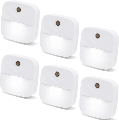 6 Pack Night Light Plug in, White LED Nightlights with Smart Dusk to Dawn Sensor, Plug into Wall Nightlights Suitable for Bedroom, Bathroom, Hallway, Kitchen, Stairs, Kids, Adults