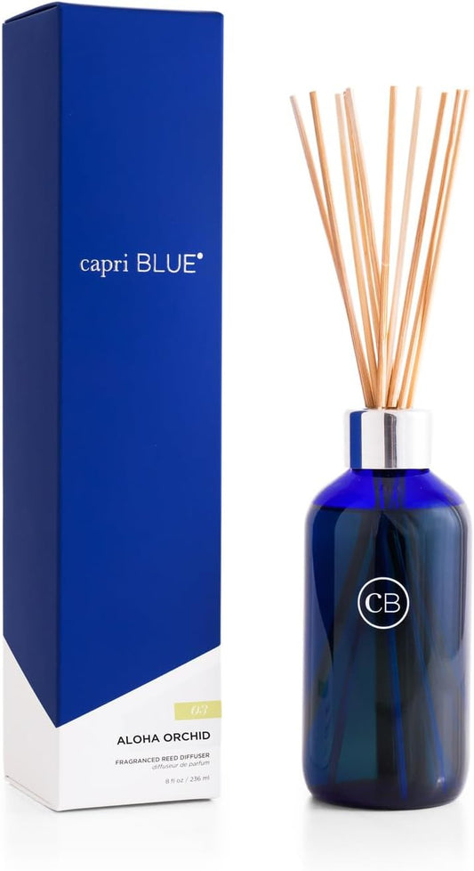 Capri Blue Volcano Reed Diffuser Set - Includes Reeds, Fragrance Oil, and Glass Bottle - Luxury Scented Reed Diffusers for Home Decor - Room Fresheners - White (8 fl oz)